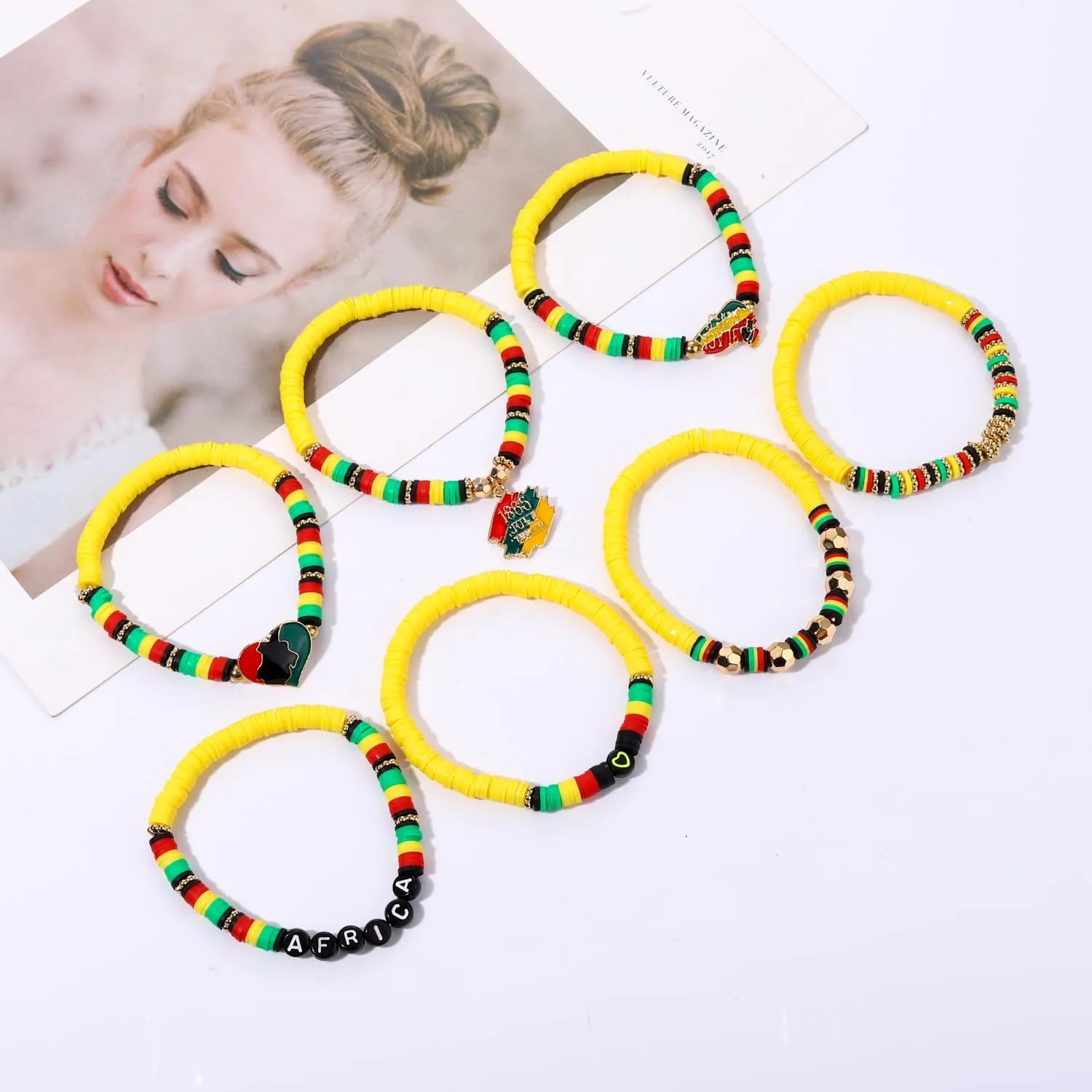 Surfer Heishi Bracelets for Women Stackable Rainbow Vinyl Disc Clay Beaded Stretch Bracelets Elastic Layering Friendship Bracelets Boho Summer Beach Jewelry