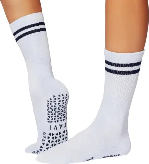 TAVI Kai Fashion Crew Grip Socks - For Slipper Barre, Pilates, and Yoga - with Grips for Women and Men
