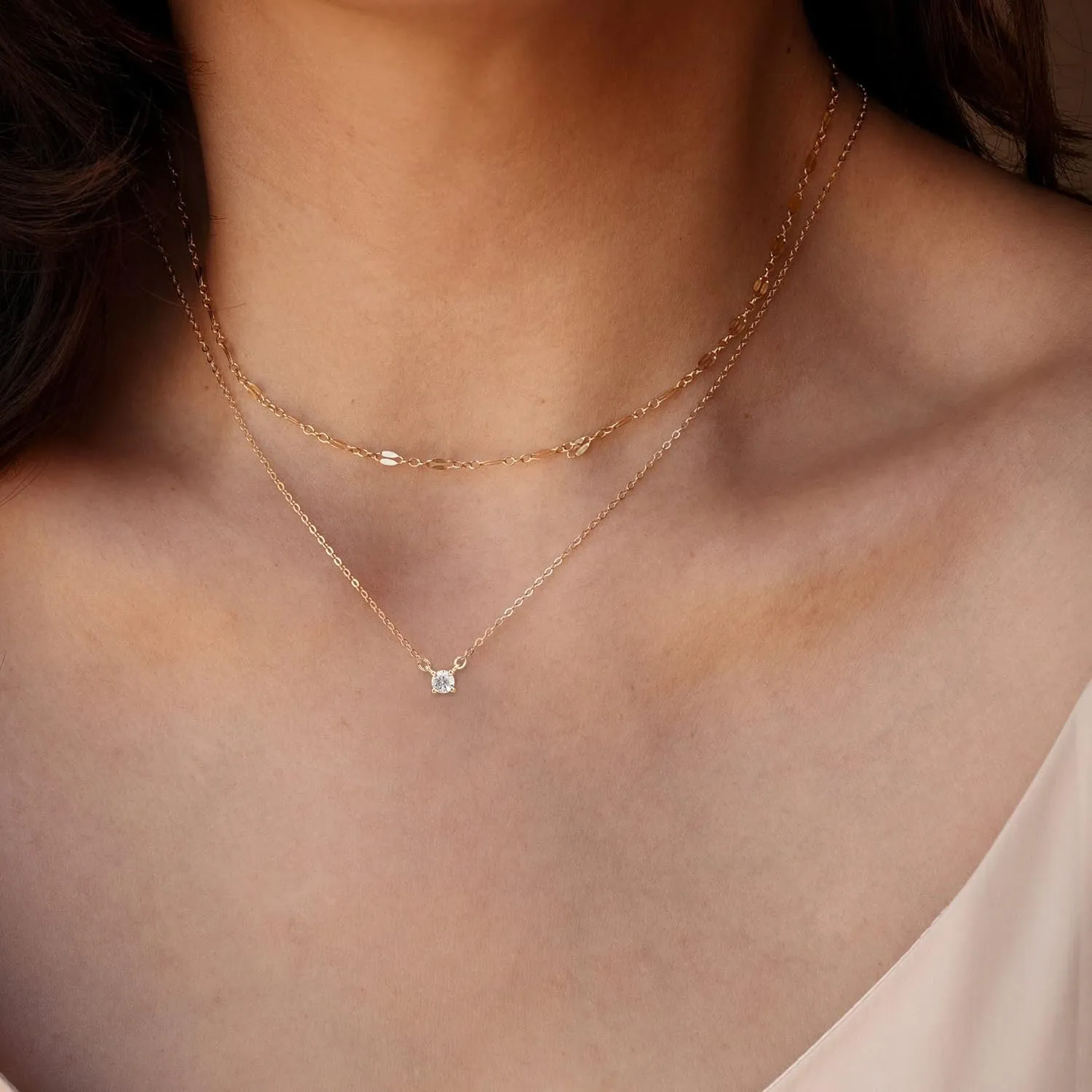 Tewiky Diamond Necklaces for Women, Dainty 14k Gold/Sterling Silver Choker Necklace Simple Gold Plated CZ Jewelry Necklaces for Women Trendy Gifts