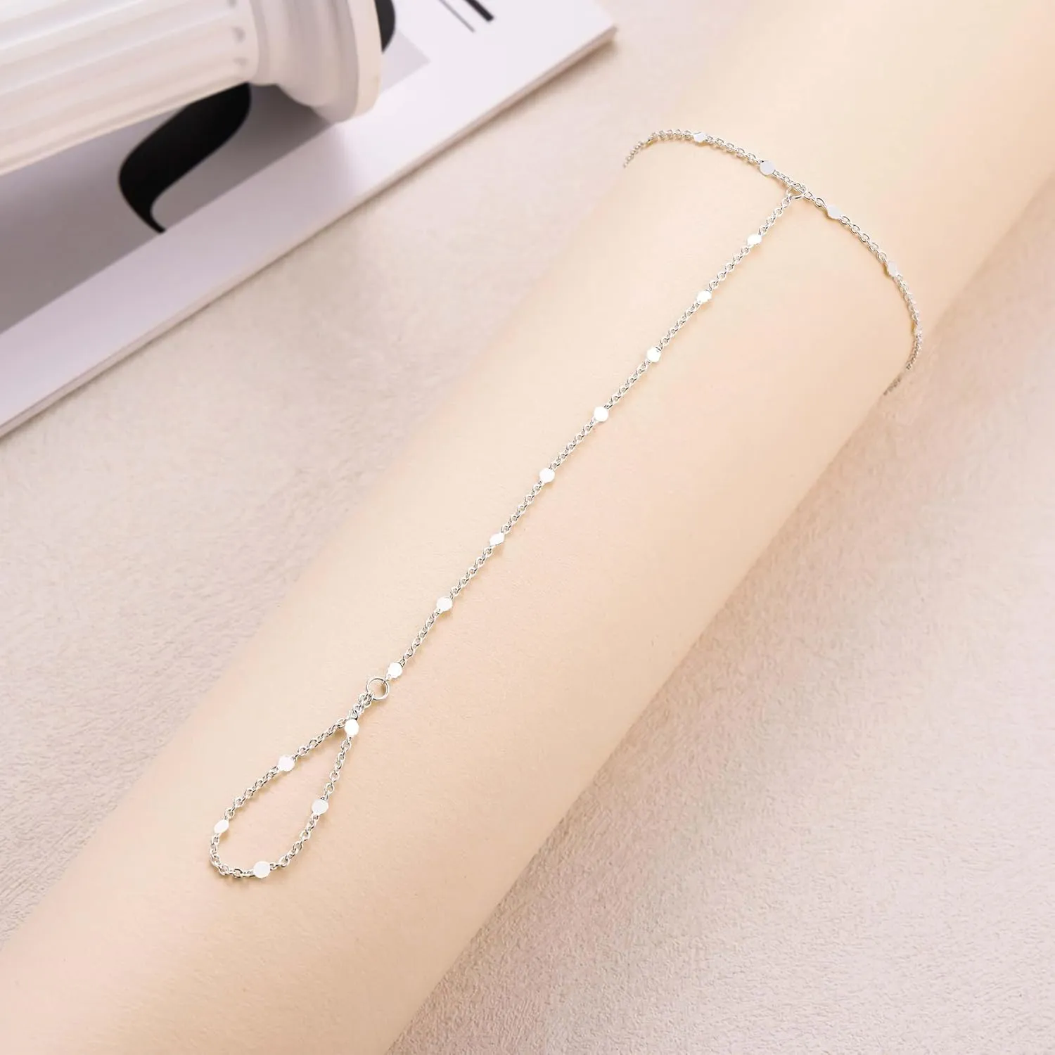 Tewiky Hand Chain Bracelet Ring, 14K Gold Plated/Silver Finger Ring Bracelet, Zircon Sequins Satellite Chain for Women, Trendy Non-Tarnish Jewelry