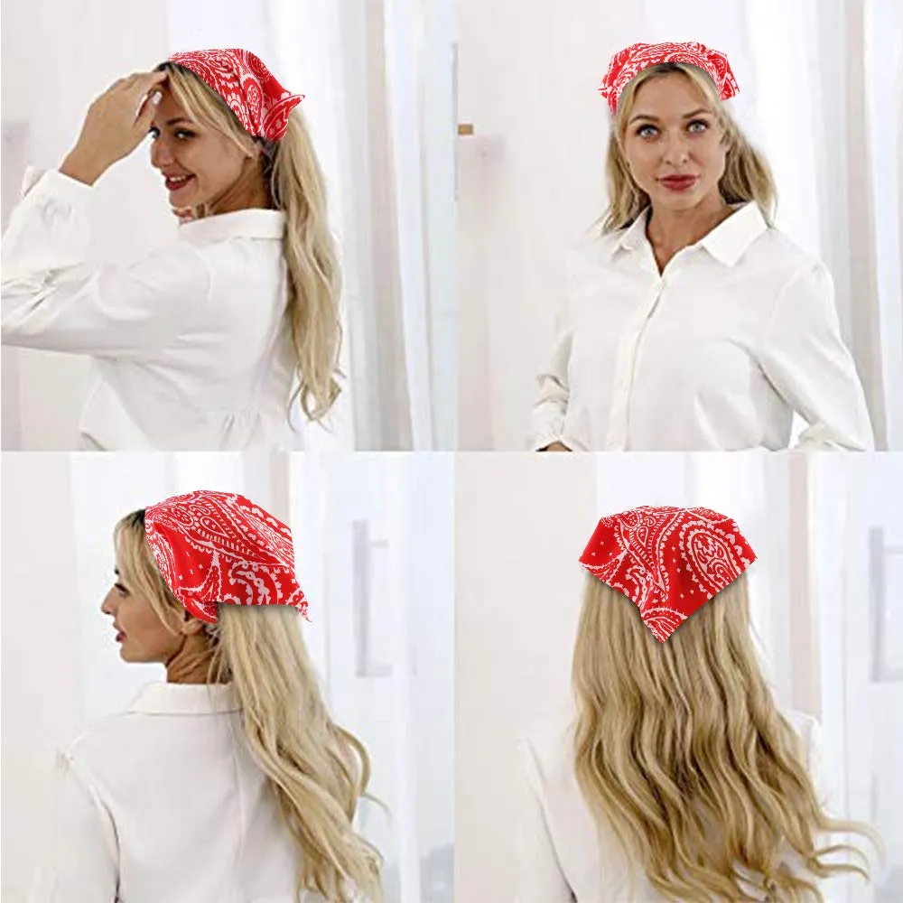 TOBATOBA 5 Pcs Paisley Elastic Boho Headbands - Thin Hair Scarves, Kerchiefs, Bandanas and Head Wraps for Women
