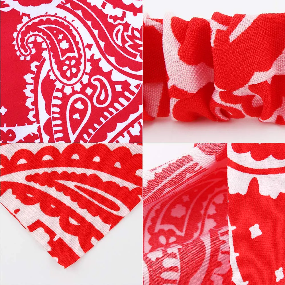 TOBATOBA 5 Pcs Paisley Elastic Boho Headbands - Thin Hair Scarves, Kerchiefs, Bandanas and Head Wraps for Women