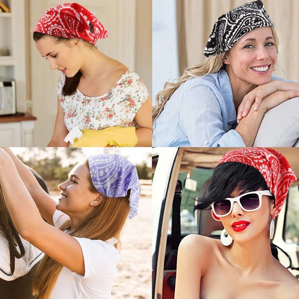 TOBATOBA 5 Pcs Paisley Elastic Boho Headbands - Thin Hair Scarves, Kerchiefs, Bandanas and Head Wraps for Women