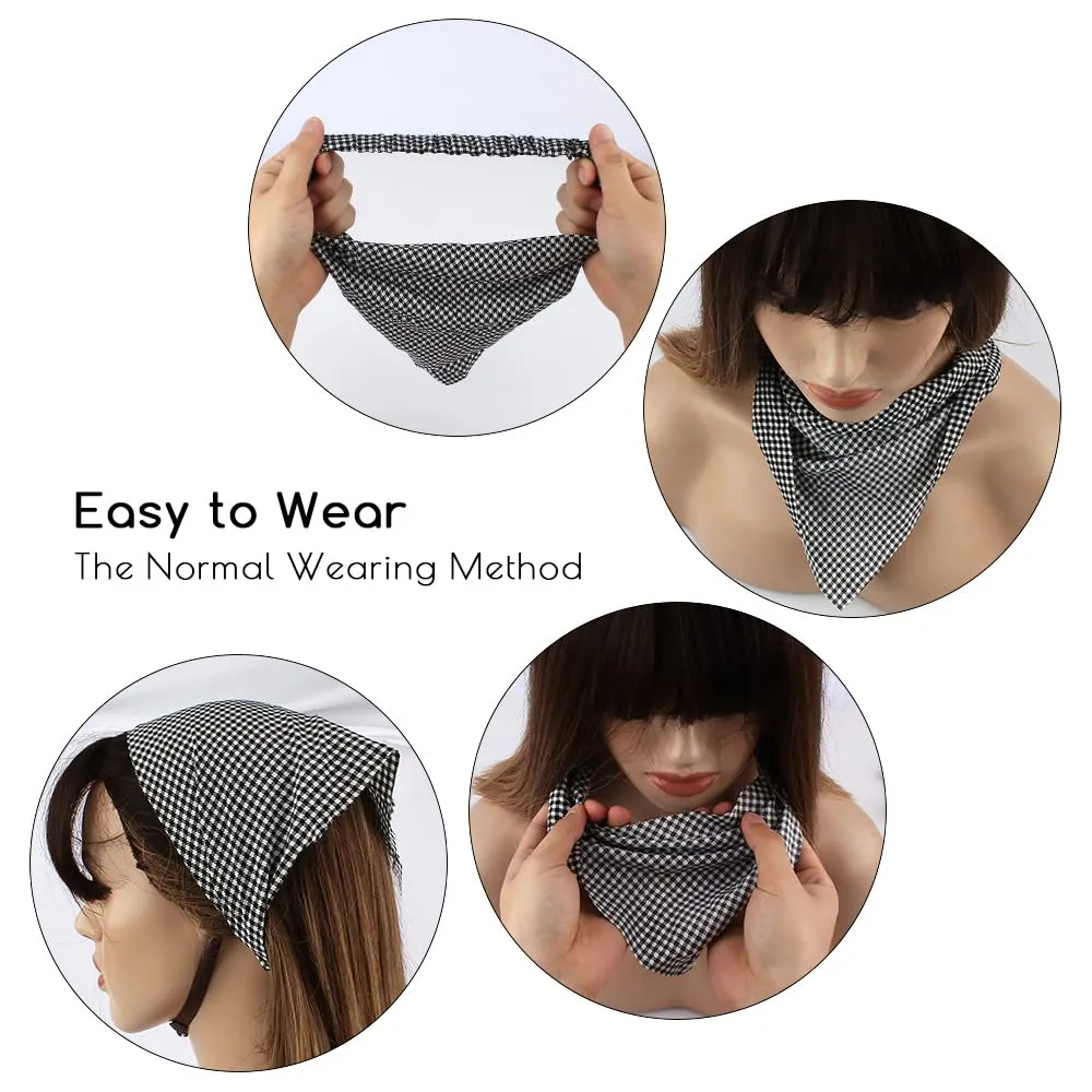 TOBATOBA Lattice Hair Scarf Headband 5 Pcs for Women Girls - Chiffon Head Kerchief Elastic Bandana Hair Accessories
