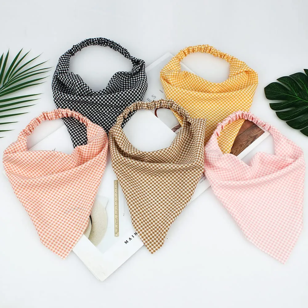 TOBATOBA Lattice Hair Scarf Headband 5 Pcs for Women Girls - Chiffon Head Kerchief Elastic Bandana Hair Accessories