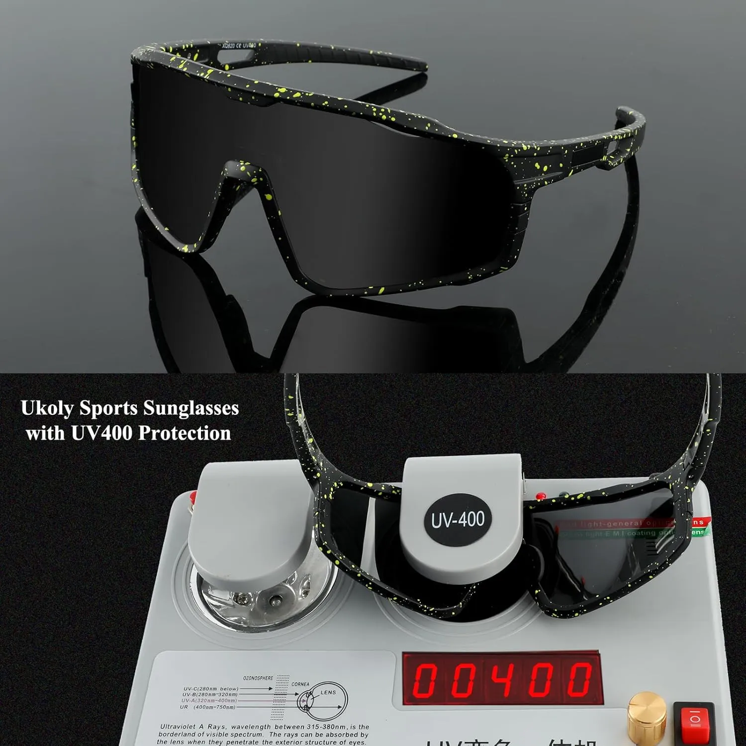 Ukoly Baseball/Running Sunglasses Cycling Glasses For Men Women,Sport Sunglasses HD Lens UV400 Protection TR90 Frame 620