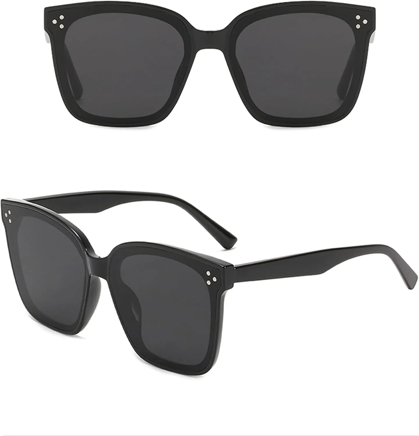 Unisex Polarized Retro Black Sunglasses - Classic Square Frame - UV400 Protection - HD Polarized Lenses - Men's & Women's Sunglasses