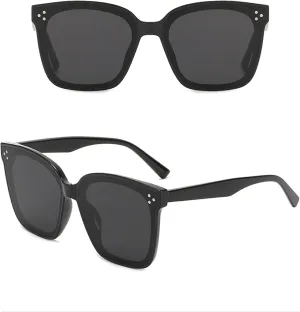 Unisex Polarized Retro Black Sunglasses - Classic Square Frame - UV400 Protection - HD Polarized Lenses - Men's & Women's Sunglasses