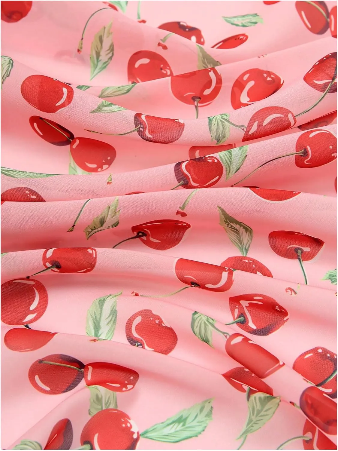 WDIRARA Women's Cherry Graphic Print Scarf Large Square Hair Bandana Sleeping Head Wraps