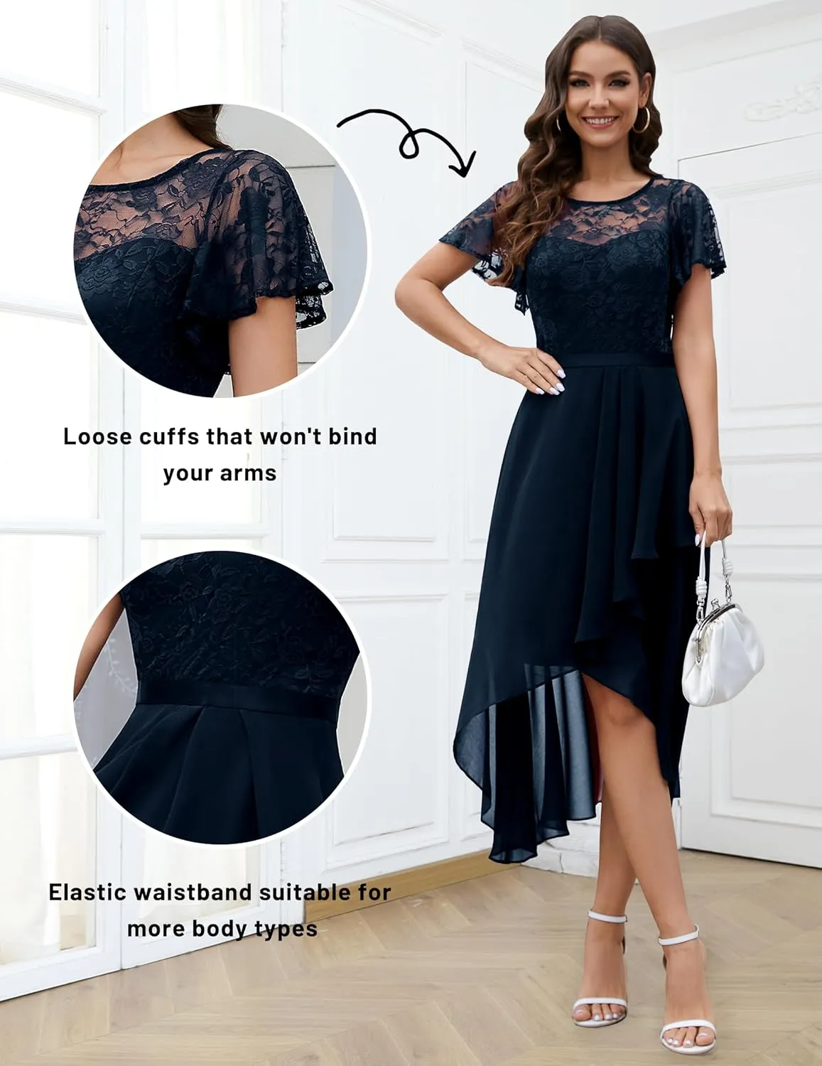 Wedtrend Women's Formal Dress Ruffle Cocktail Party Dress Flutter Sleeve Fall Wedding Guest Dress