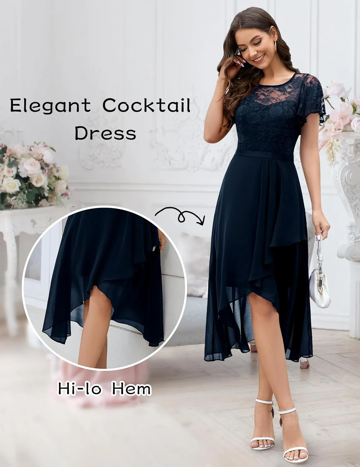 Wedtrend Women's Formal Dress Ruffle Cocktail Party Dress Flutter Sleeve Fall Wedding Guest Dress