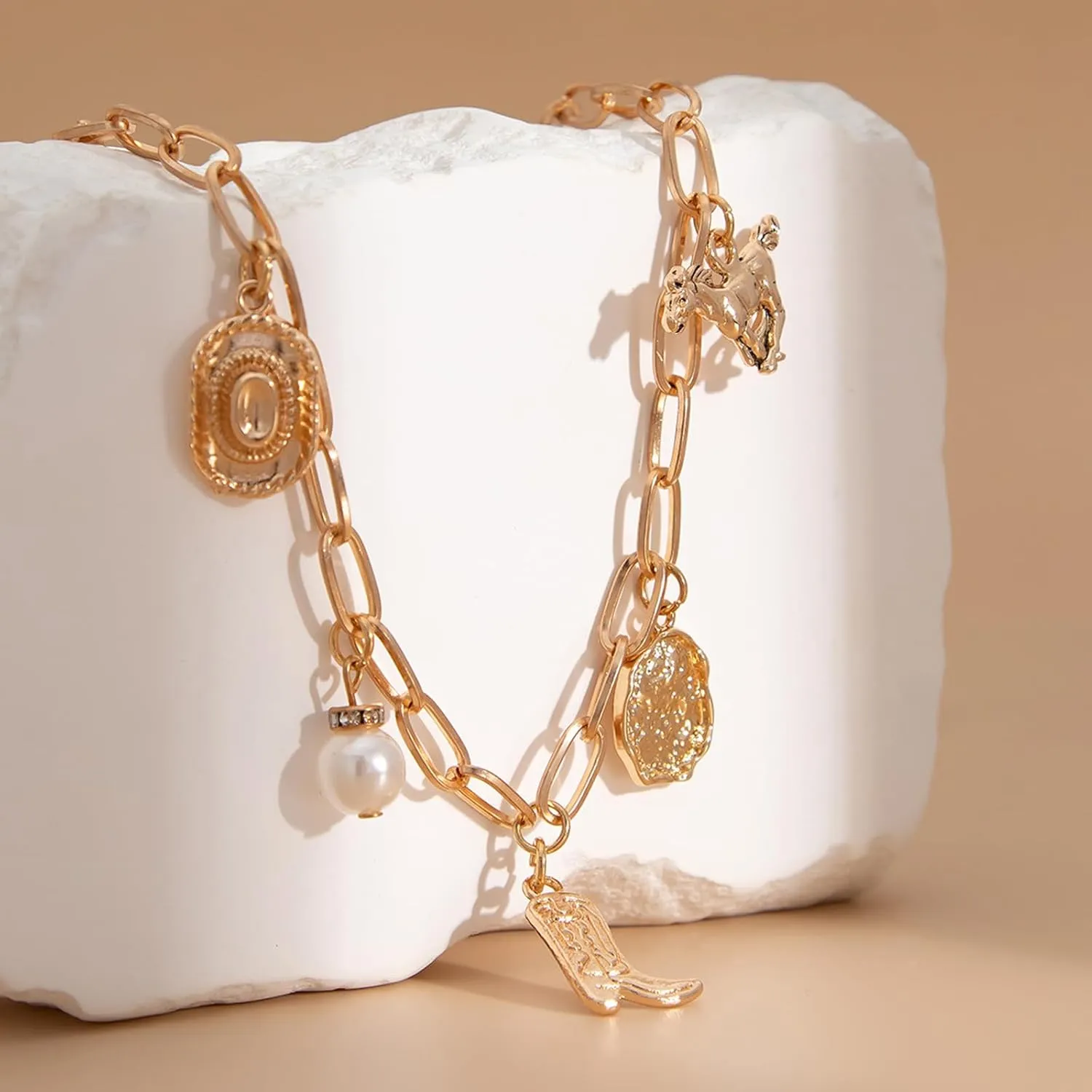 Western Necklaces for Women Charm Necklace Western Outfit for Women Cowboy Cowgirl Boots Hats Charms Country Concert Outfits