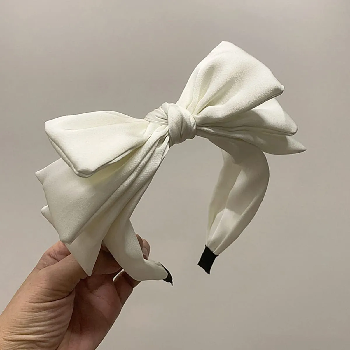 White Bow Headbands for Women Three Layer Big Bow Headbands Cute White Bowknot hair accessory (h)