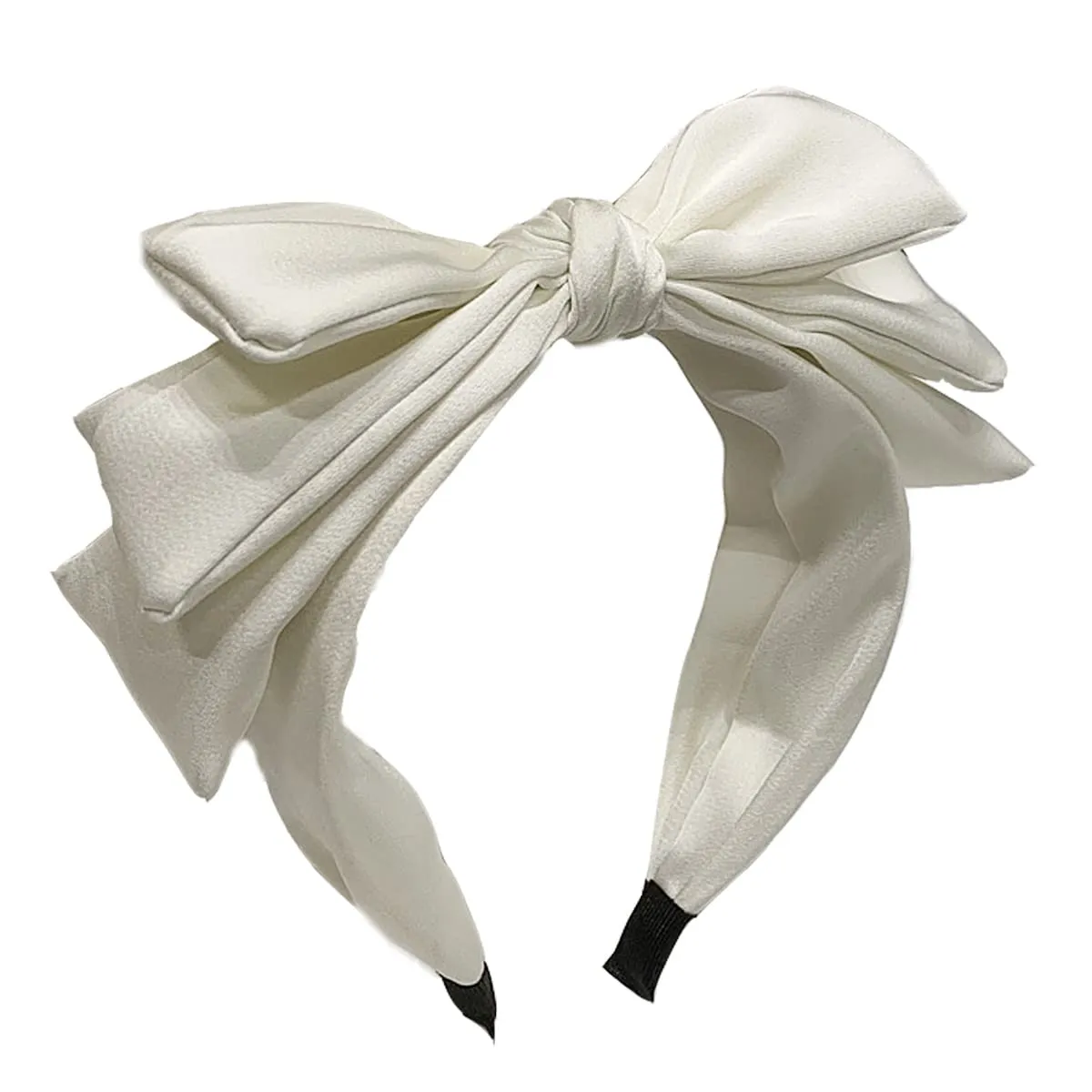 White Bow Headbands for Women Three Layer Big Bow Headbands Cute White Bowknot hair accessory (h)