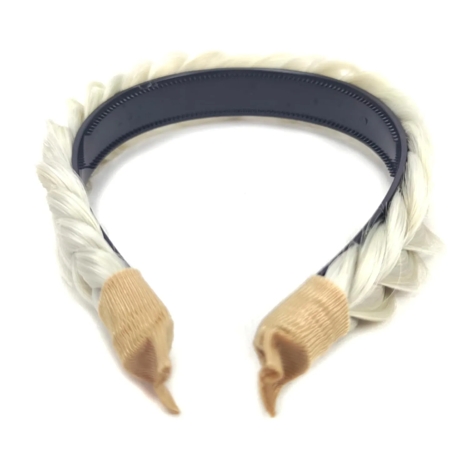 Wide Braided Headband Hoop Fashion Hair Accessories Elastic Non-slip Band for Women and Girl (White Grey)