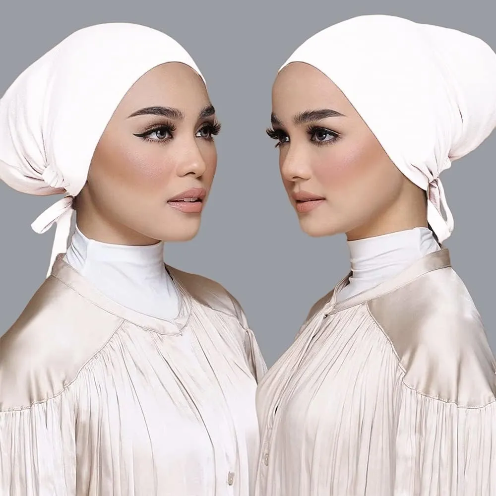 Women Under Scarf Hat Hijab Undercap Islamic Muslim Under Scarf Hijab Cap with Tie-Back Closure