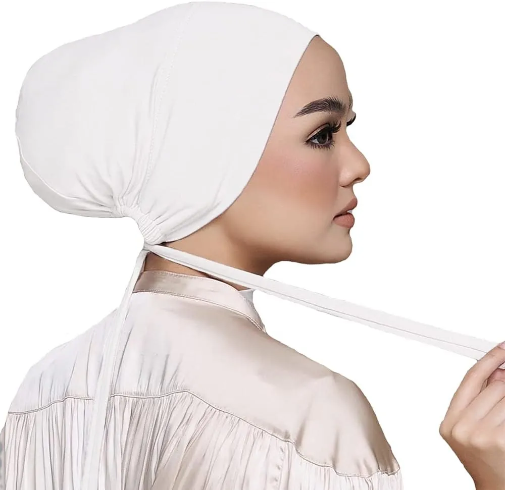 Women Under Scarf Hat Hijab Undercap Islamic Muslim Under Scarf Hijab Cap with Tie-Back Closure