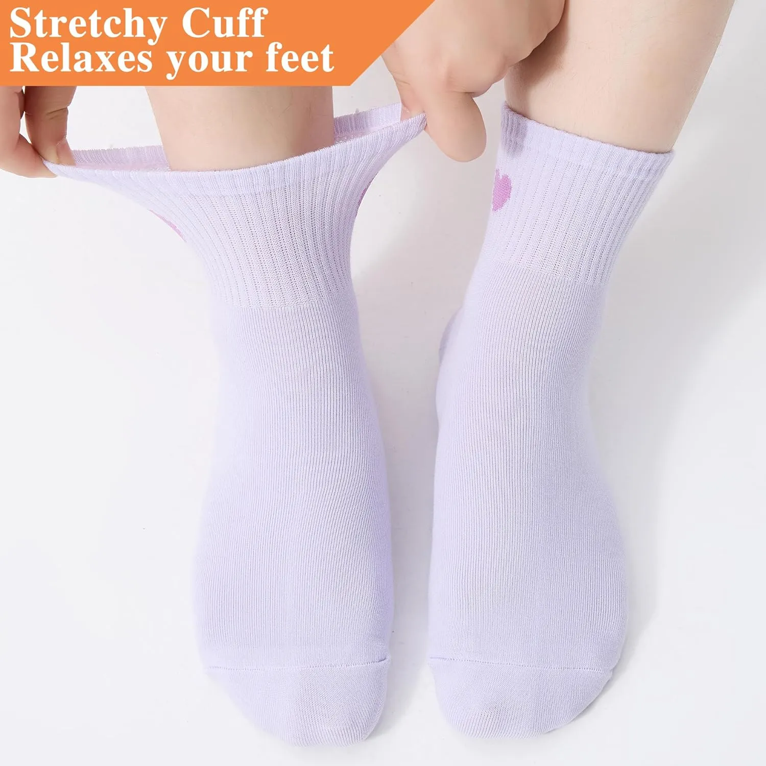 Women's Cute Ankle Crew Socks - Novelty Fun Heart Cotton Casual Athletic Running Socks 6Pairs With Gift Box
