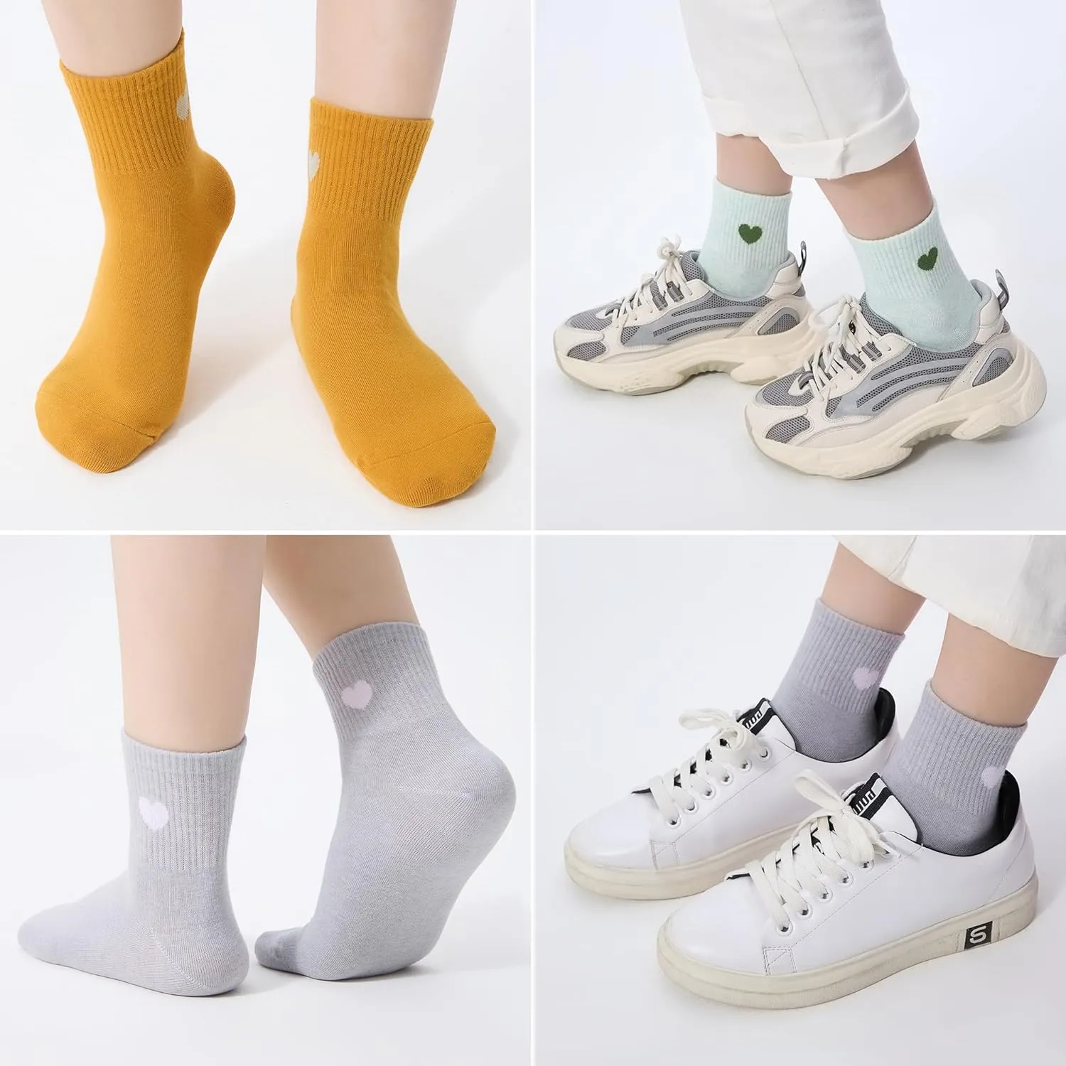 Women's Cute Ankle Crew Socks - Novelty Fun Heart Cotton Casual Athletic Running Socks 6Pairs With Gift Box