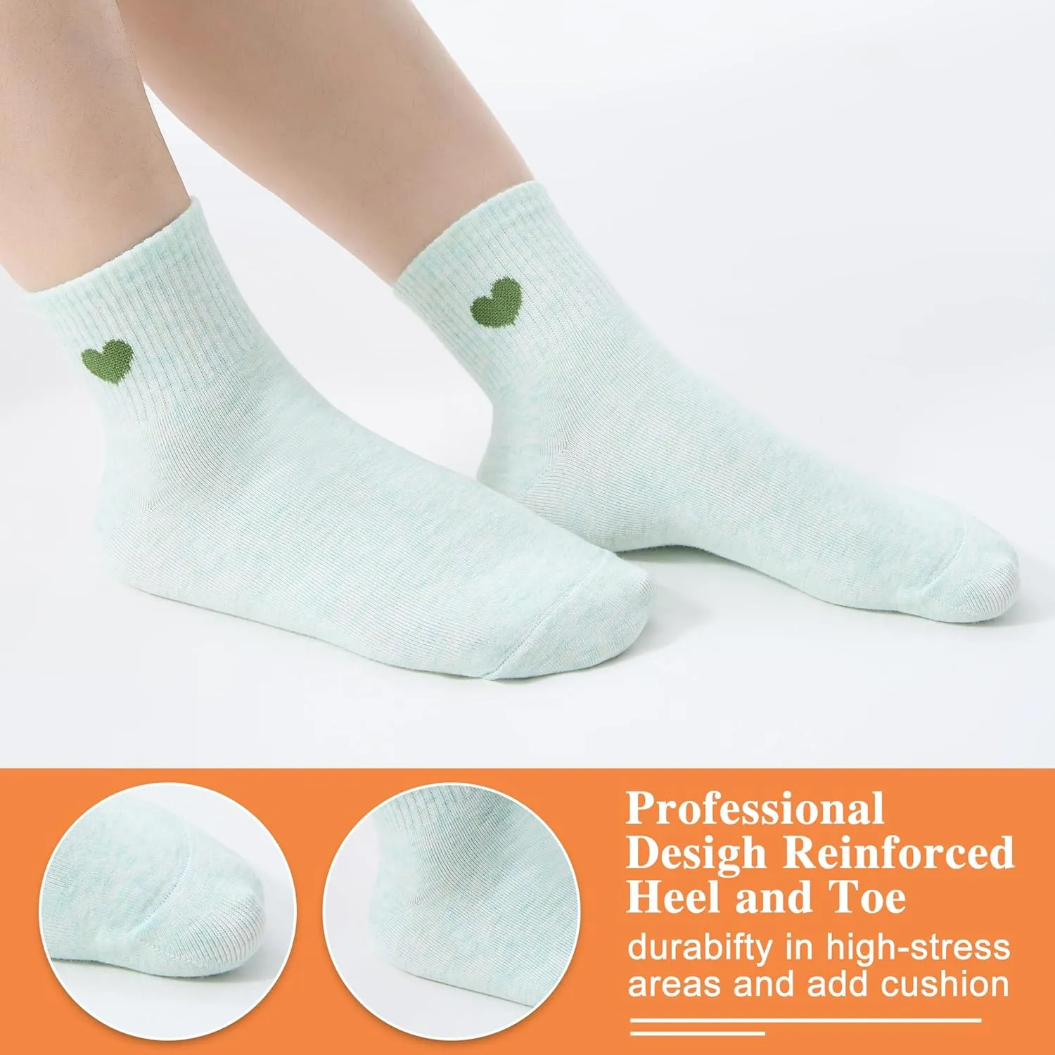 Women's Cute Ankle Crew Socks - Novelty Fun Heart Cotton Casual Athletic Running Socks 6Pairs With Gift Box
