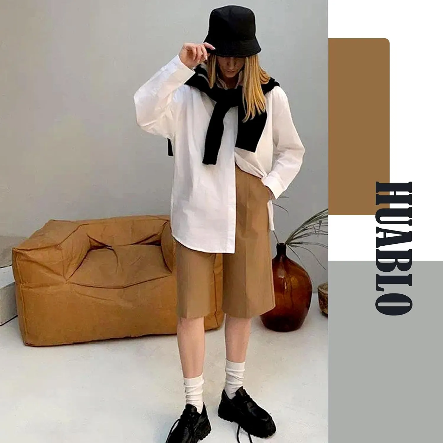 Women's Fashion Knitted Shawl - Khaki Sweater Shawl for Air-Conditioned Rooms
