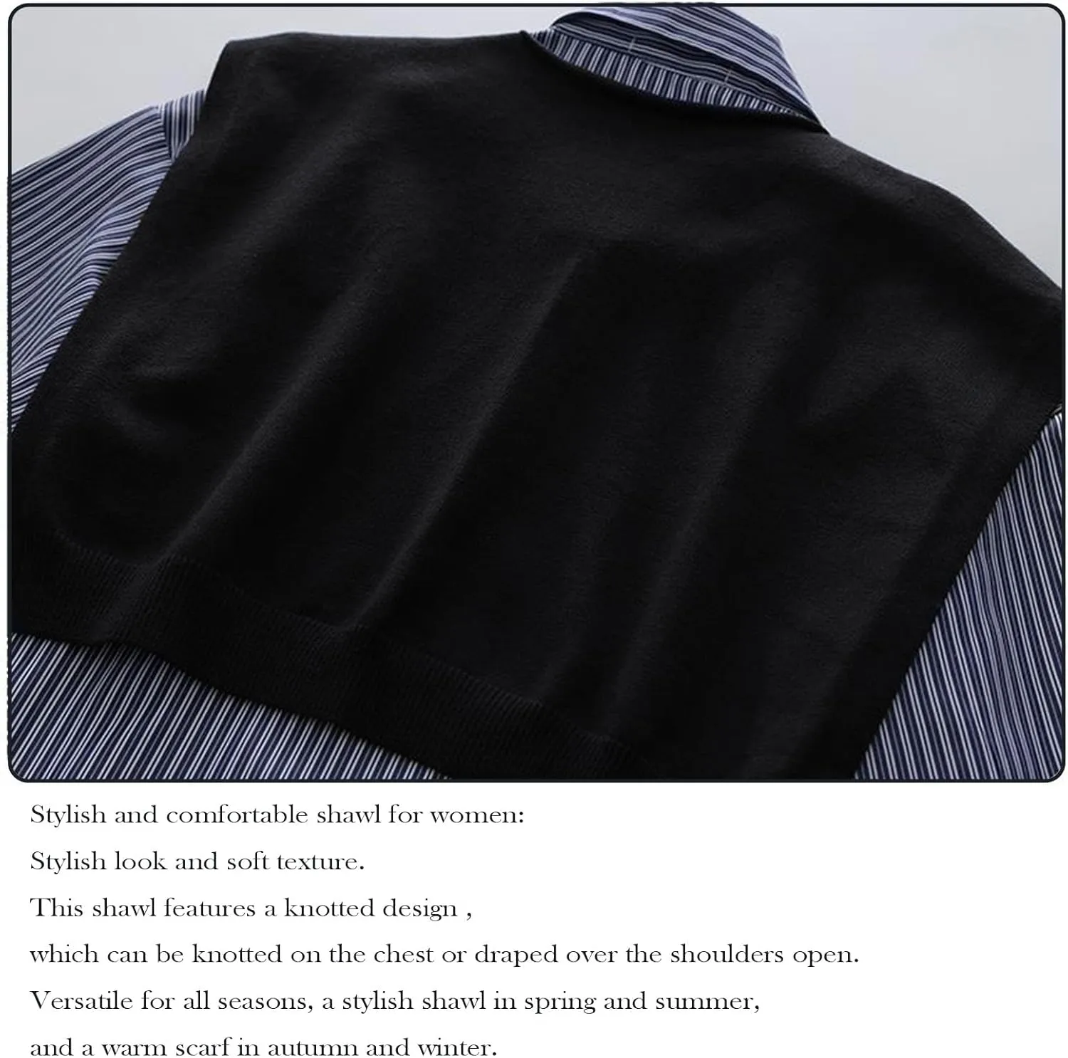Women's Fashion Knitted Shawl - Khaki Sweater Shawl for Air-Conditioned Rooms