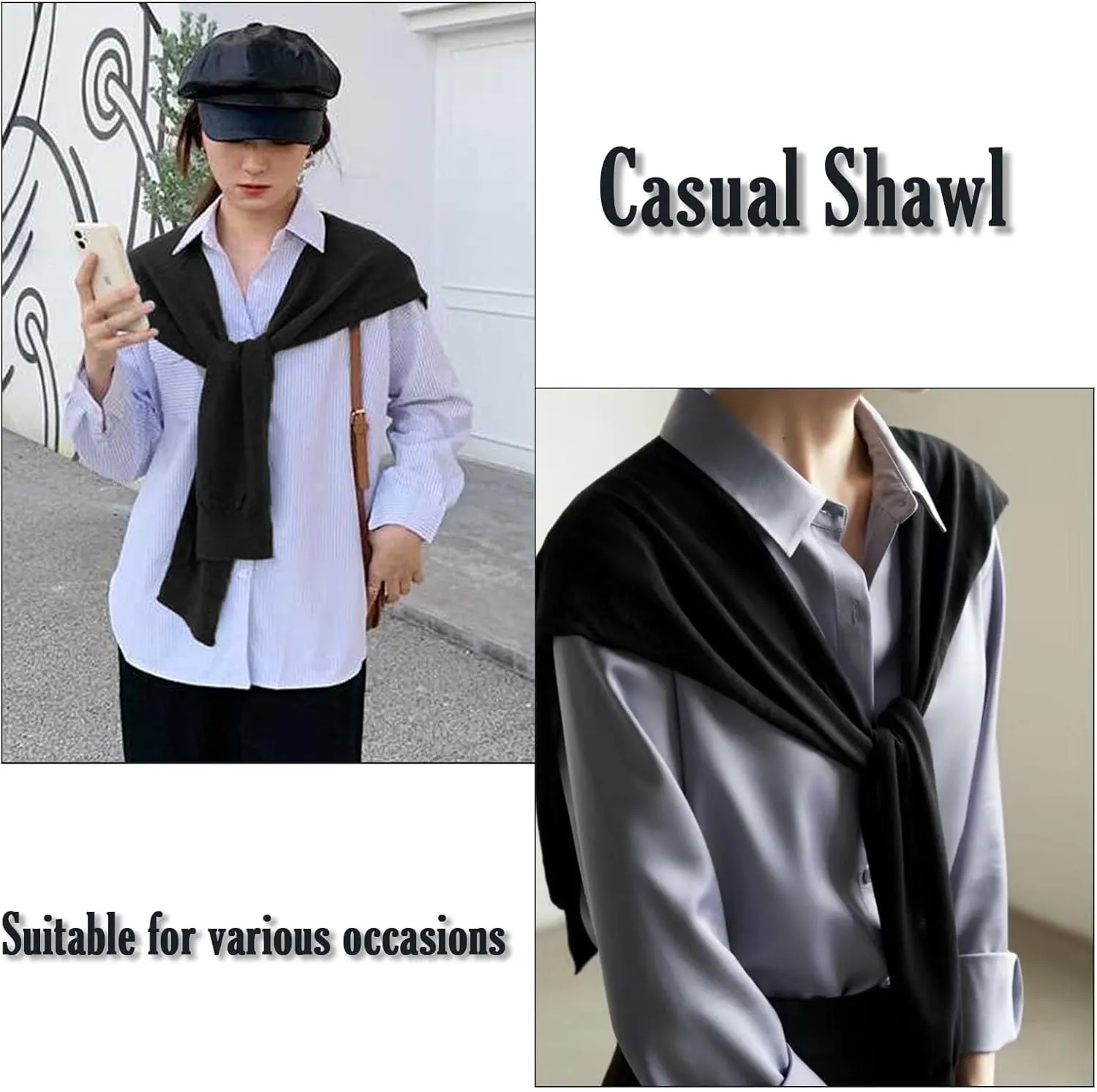 Women's Fashion Knitted Shawl - Khaki Sweater Shawl for Air-Conditioned Rooms
