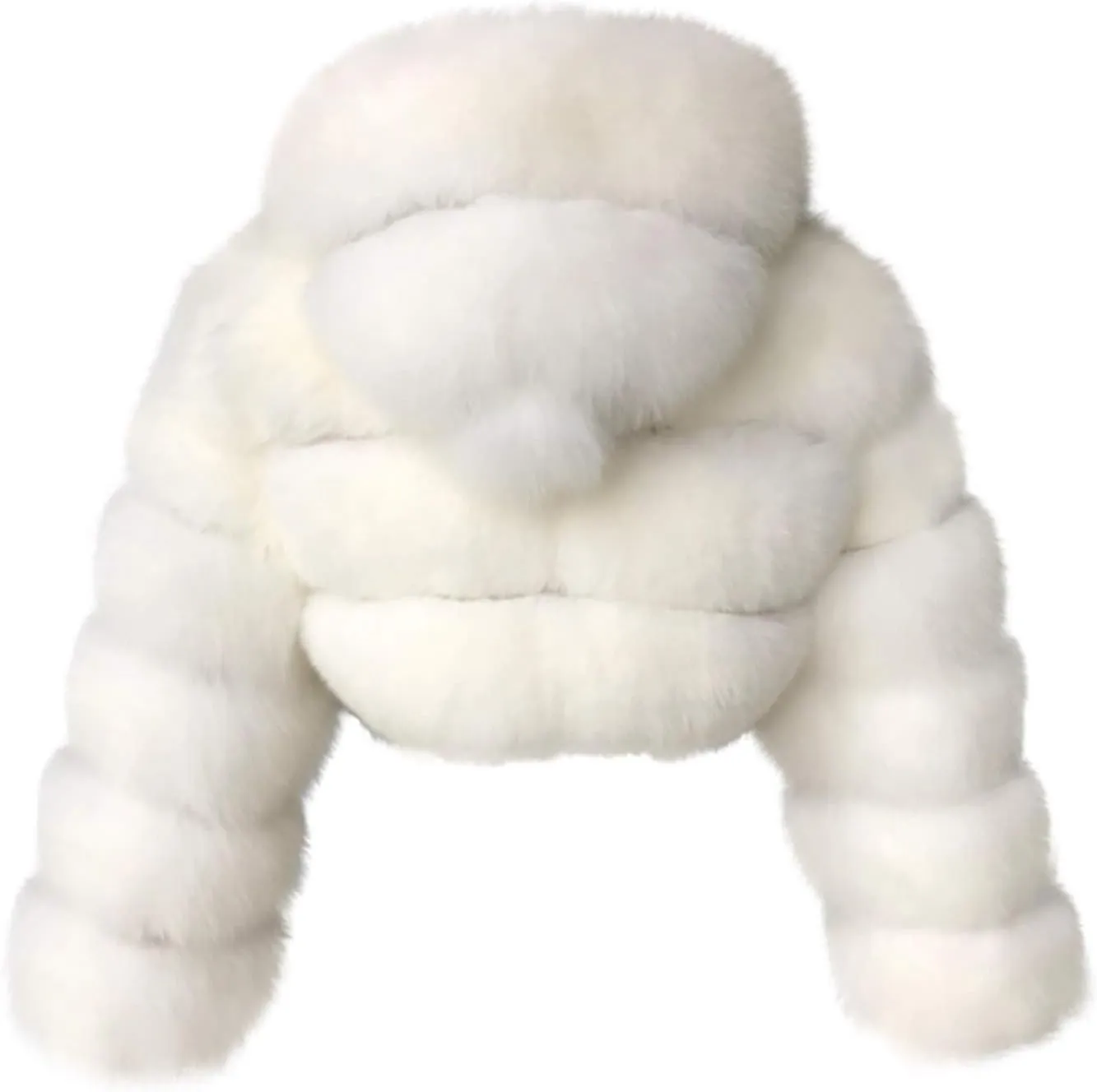 Women's Faux Fur Jacket Casual Fashion Cropped Coat Fluffy Shaggy Solid Outerwear Winter Warm Hooded Cardigan