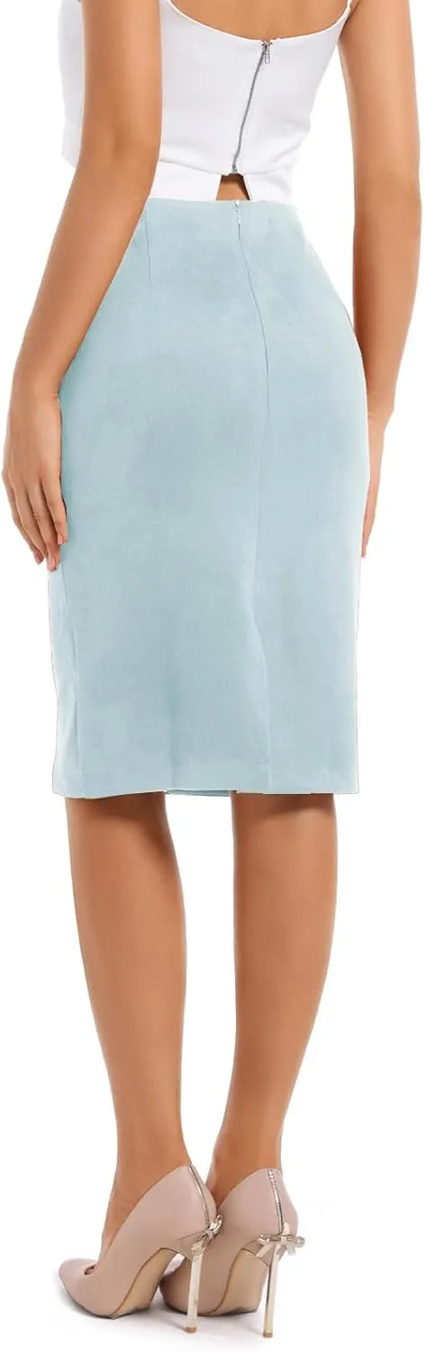 Women's Faux Suede Midi Pencil Skirt