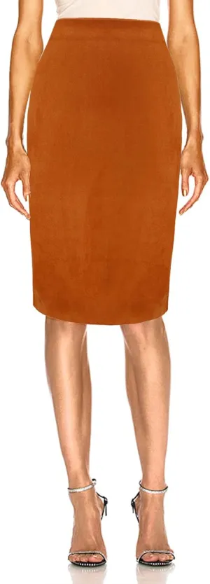 Women's Faux Suede Midi Pencil Skirt