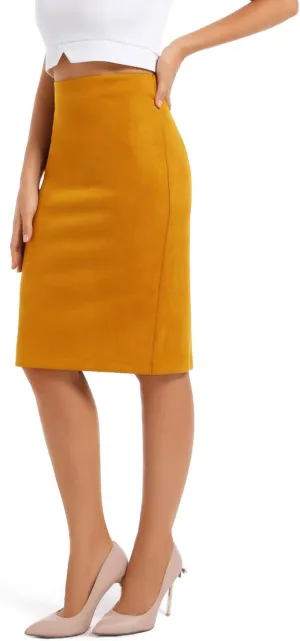 Women's Faux Suede Midi Pencil Skirt