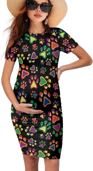 Women's Maternity Pregnancy Dress Casual Ruched Maternity Dress Stretch Slim Fit Lounge Pregnancy Dress