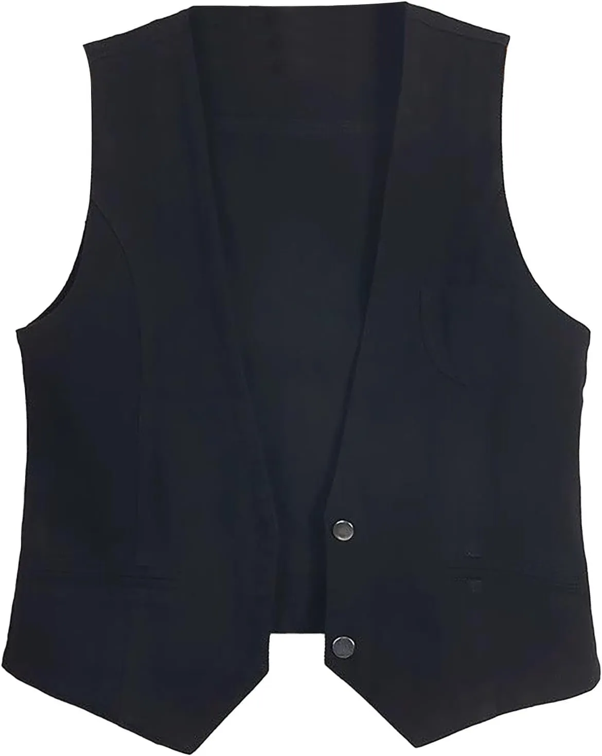 Women's Sleeveless Denim Vest Y2K V Neck Button Down Jean Tank Tops Waistcoat Casual Loose Jackets with Pockets