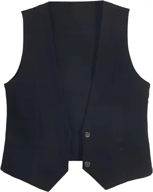 Women's Sleeveless Denim Vest Y2K V Neck Button Down Jean Tank Tops Waistcoat Casual Loose Jackets with Pockets