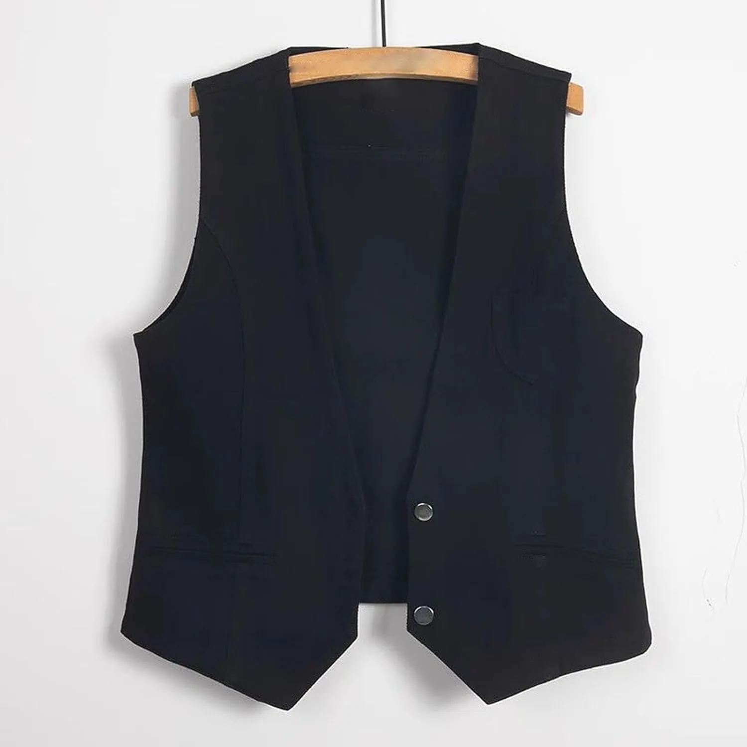 Women's Sleeveless Denim Vest Y2K V Neck Button Down Jean Tank Tops Waistcoat Casual Loose Jackets with Pockets