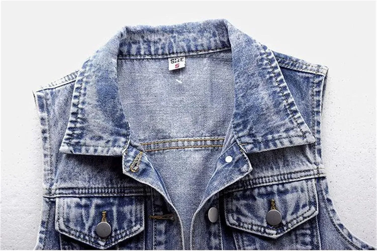 Women's Vest Slim Short Jacket Embroidered Flower Sleeveless Denim Vest Beaded Vest Ripped Denim Vest Jacket