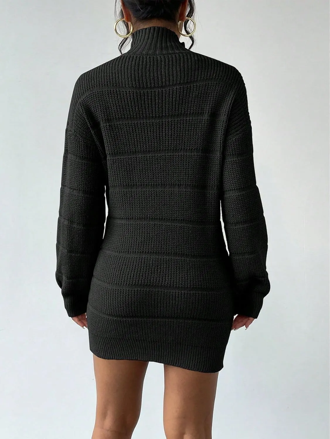 Women's Winter Sweater Dress Long Sleeve Turtleneck Chunky Knitwear Dress Pullover Bodycon Sweater Dress