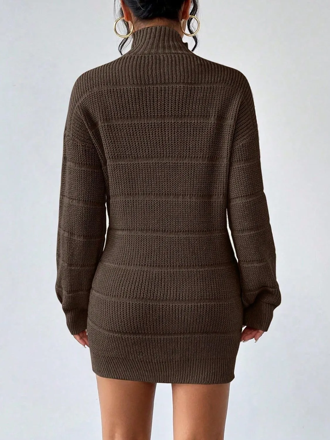 Women's Winter Sweater Dress Long Sleeve Turtleneck Chunky Knitwear Dress Pullover Bodycon Sweater Dress