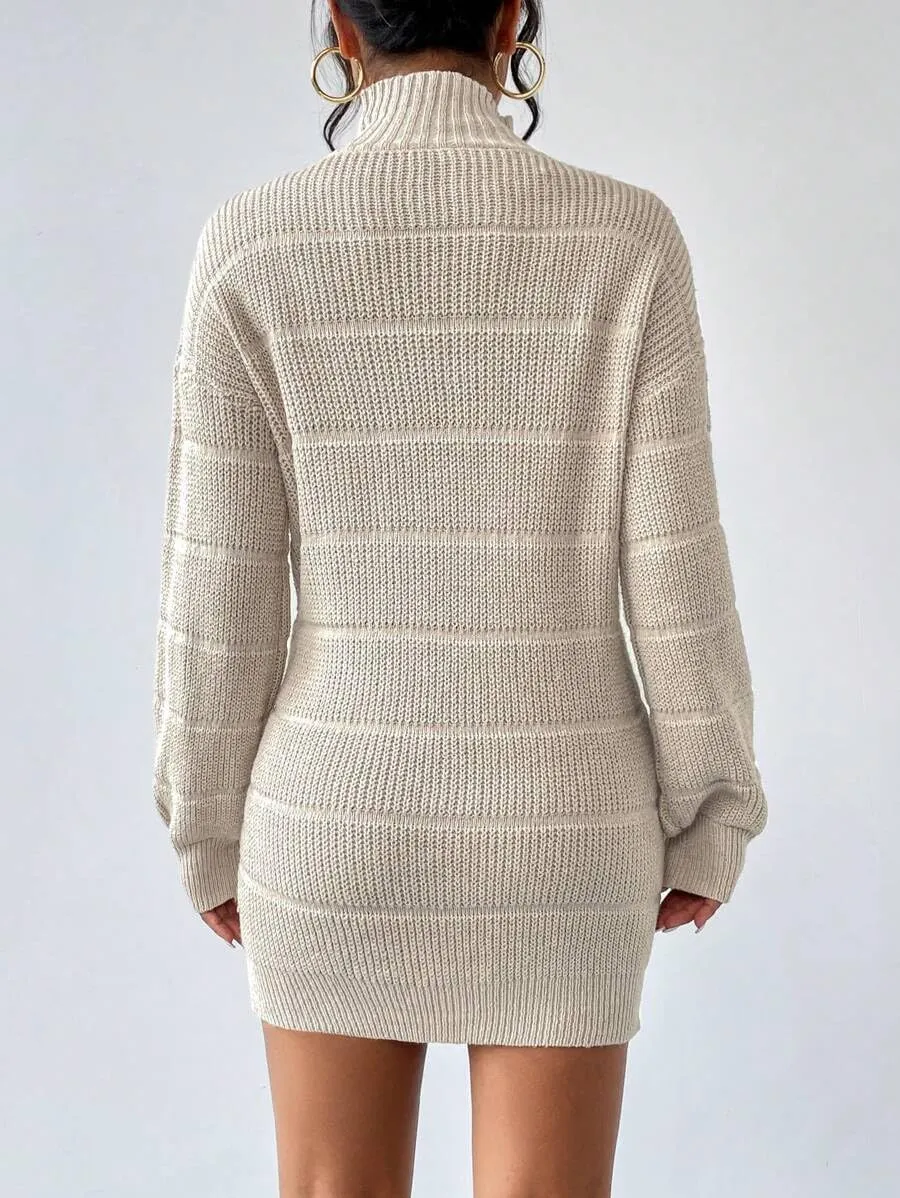 Women's Winter Sweater Dress Long Sleeve Turtleneck Chunky Knitwear Dress Pullover Bodycon Sweater Dress
