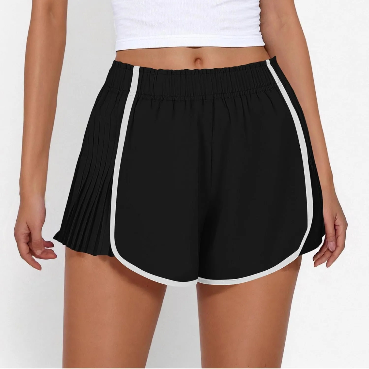 Workout Shorts Women Quick Dry Pleated Running Shorts Lightweight Comfy Athletic Tennis Shorts Loose Lounge Shorts