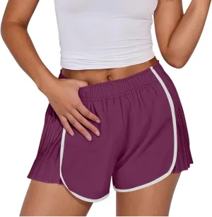 Workout Shorts Women Quick Dry Pleated Running Shorts Lightweight Comfy Athletic Tennis Shorts Loose Lounge Shorts