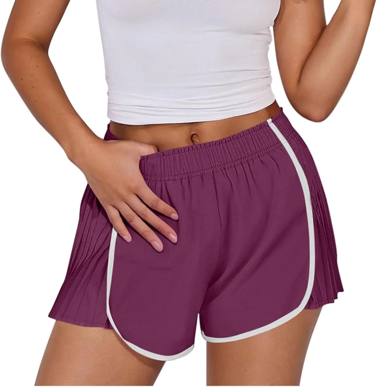 Workout Shorts Women Quick Dry Pleated Running Shorts Lightweight Comfy Athletic Tennis Shorts Loose Lounge Shorts