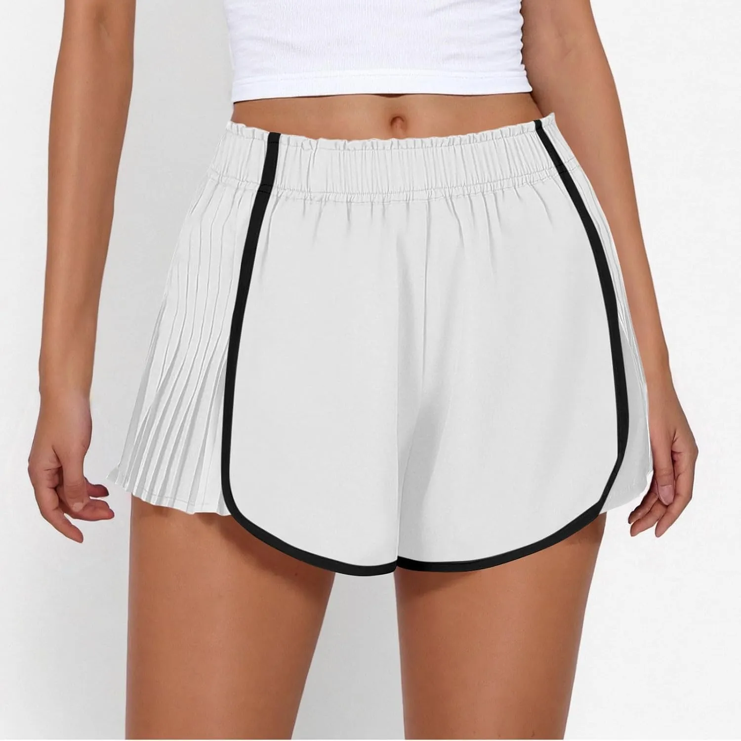 Workout Shorts Women Quick Dry Pleated Running Shorts Lightweight Comfy Athletic Tennis Shorts Loose Lounge Shorts