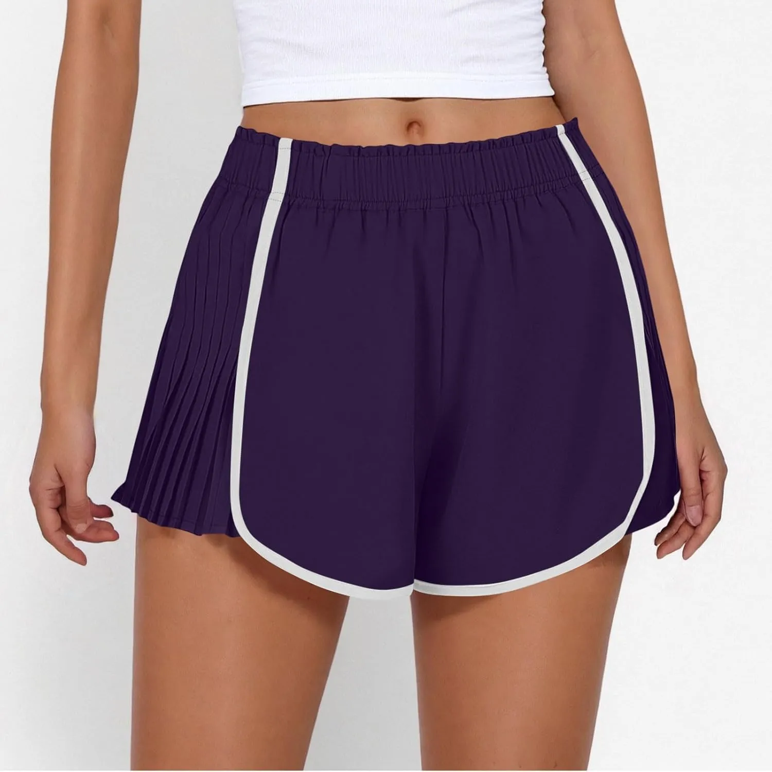 Workout Shorts Women Quick Dry Pleated Running Shorts Lightweight Comfy Athletic Tennis Shorts Loose Lounge Shorts