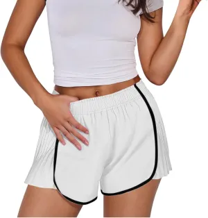 Workout Shorts Women Quick Dry Pleated Running Shorts Lightweight Comfy Athletic Tennis Shorts Loose Lounge Shorts