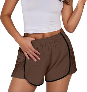 Workout Shorts Women Quick Dry Pleated Running Shorts Lightweight Comfy Athletic Tennis Shorts Loose Lounge Shorts