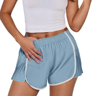 Workout Shorts Women Quick Dry Pleated Running Shorts Lightweight Comfy Athletic Tennis Shorts Loose Lounge Shorts