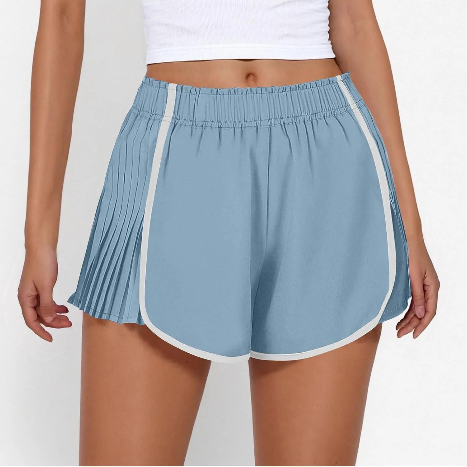 Workout Shorts Women Quick Dry Pleated Running Shorts Lightweight Comfy Athletic Tennis Shorts Loose Lounge Shorts