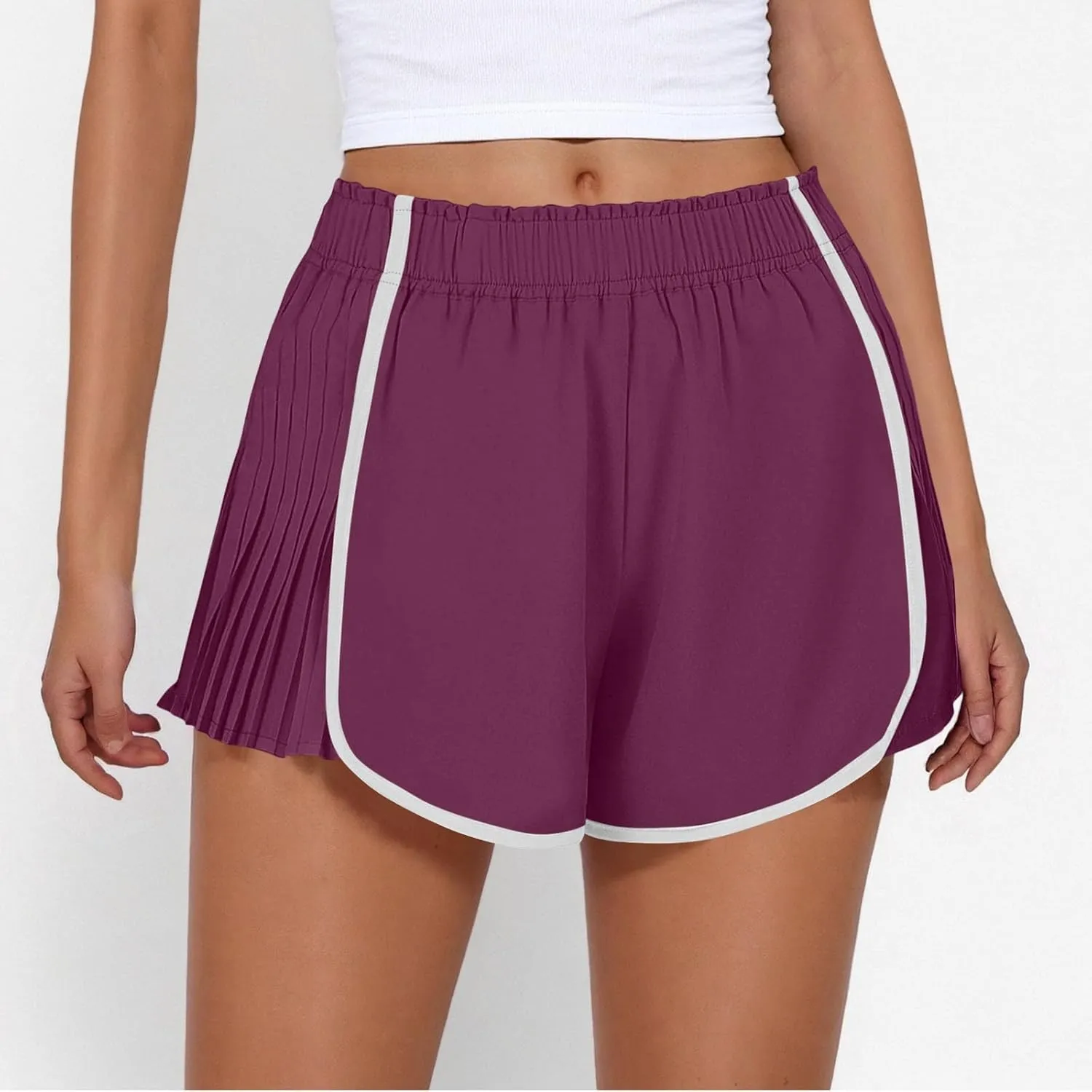 Workout Shorts Women Quick Dry Pleated Running Shorts Lightweight Comfy Athletic Tennis Shorts Loose Lounge Shorts