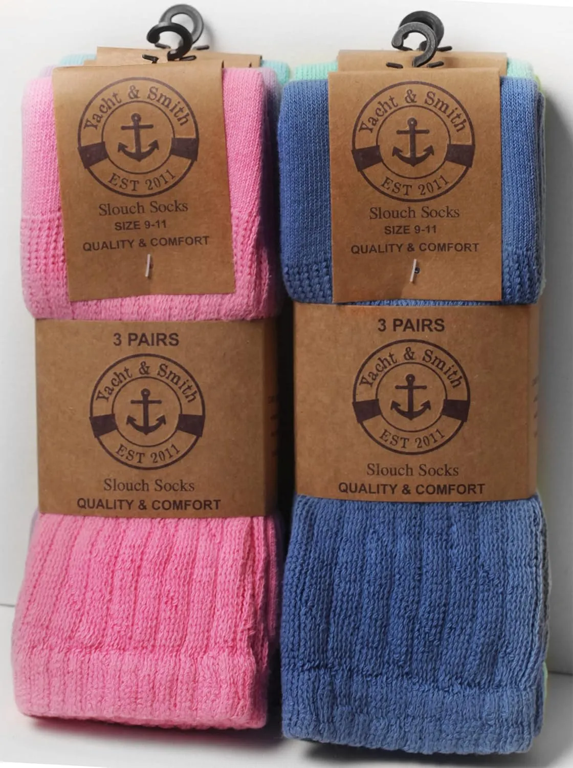 Yacht & Smith 6 Pairs Women's Scrunched Slouch Socks, Cotton Boot Socks Bulk Pack for Everyday Comfort & Style, Size 9-11